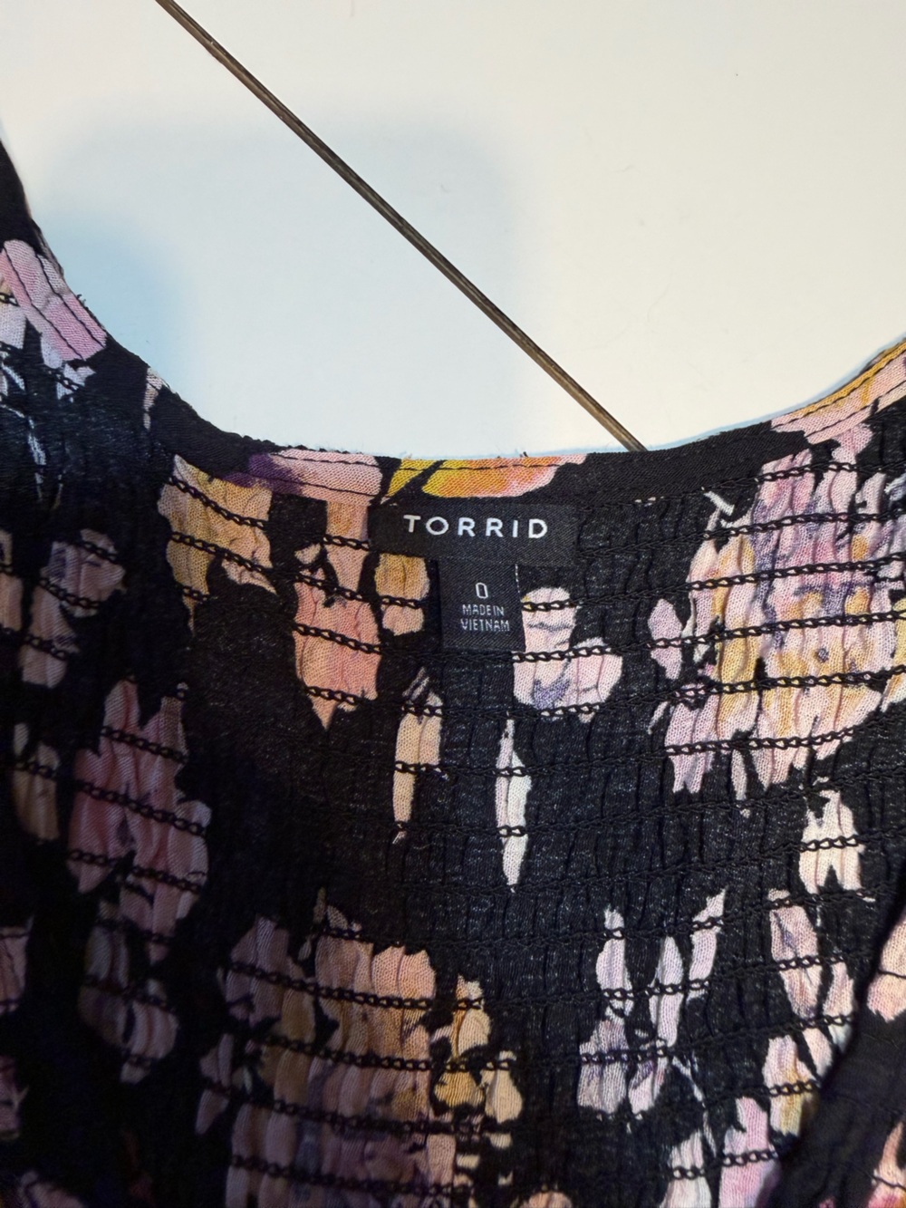 Torrid babydoll size 0 long sleeve black floral pink orange - Picture 2 of 7